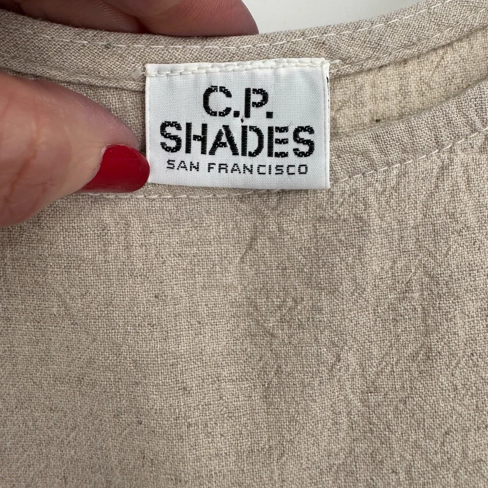 CP Shades Hand-Dyed Cotton Tank Midi Dress Natural Beige Size Medium - Picture 6 of 8